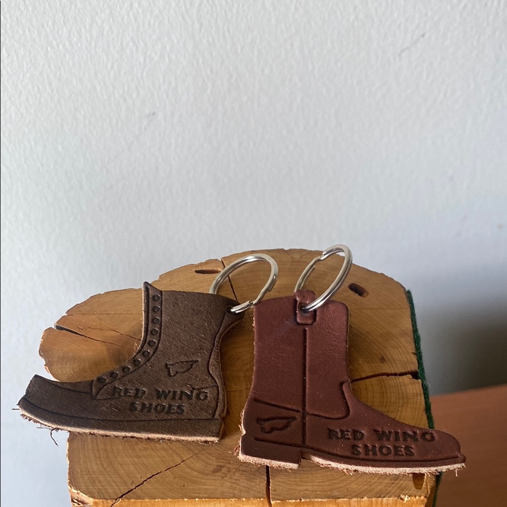 Red Wing Shoes Brown Leather Keychain